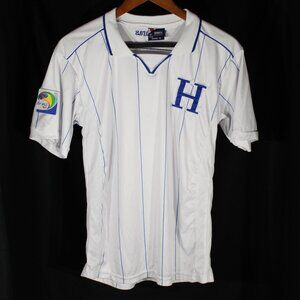 Honduras 2014 National Team Soccer Jersey White Blue Pinstripe - Size S